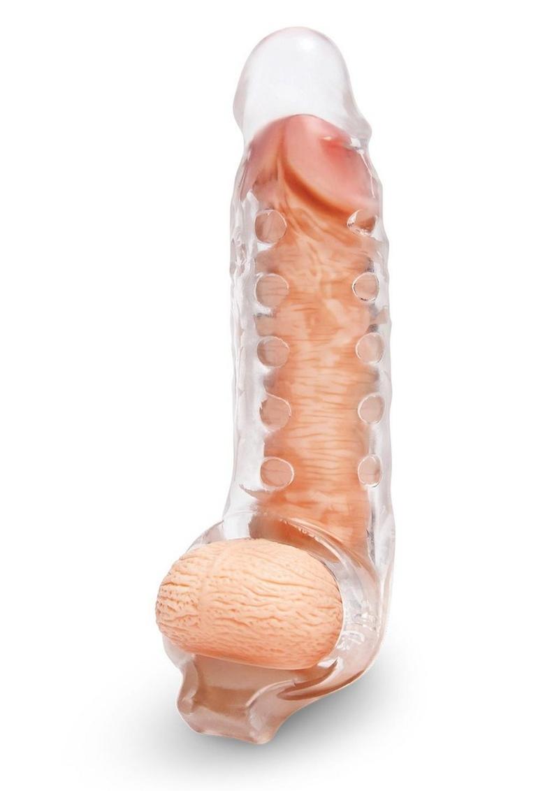 Size Up Studded Clear View Penis Extender with Ball Loop 1in