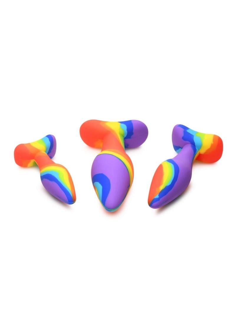 Simply Sweet Rainbow Silicone Butt Plug Set (3 Piece) - Multicolor