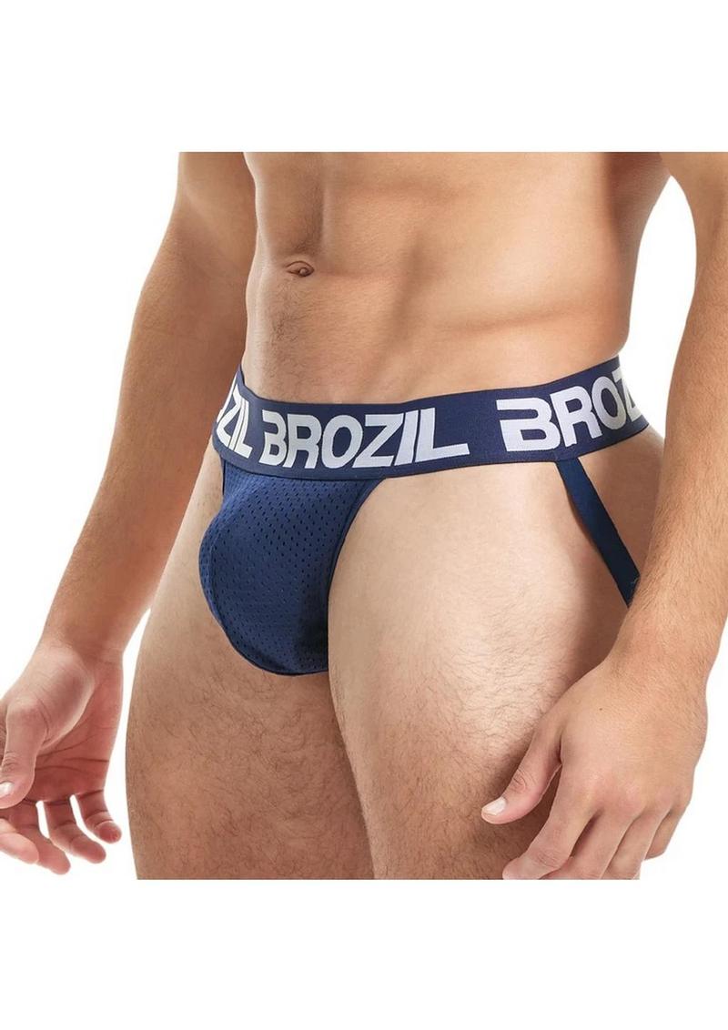 Brozil Ultra Bulge Enhancing Jockstrap - Small/Medium - Navy Blue