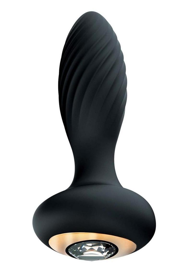 Goddess Diamond Vibrating Rechargeable Silicone Plug - Black