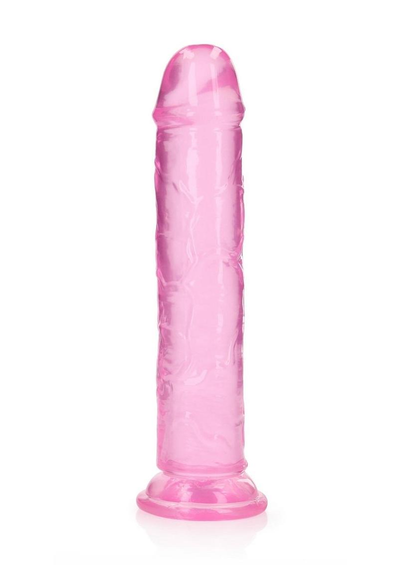 RealRock Crystal Clear Straight No Balls Dildo 9in - Pink