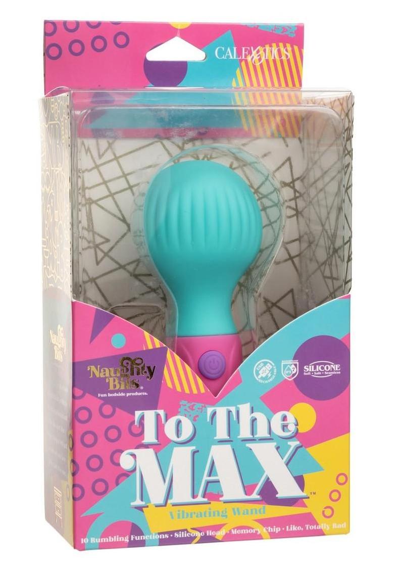 Naughty Bits To The Max Vibrating Rechargeable Silicone Wand - Blue/Pink