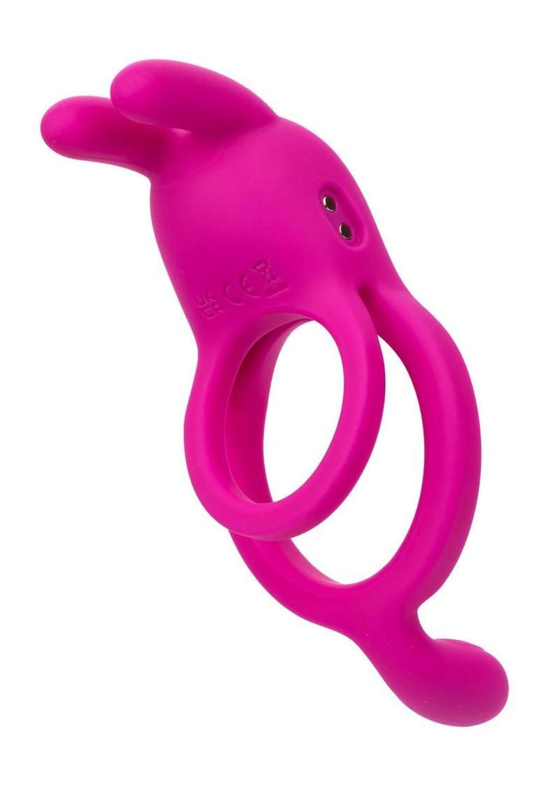 Closer intimate Rechargeable Ring Touch Silicone Dual Vibe Cock Ring with Clitoral Stimulator - Pink