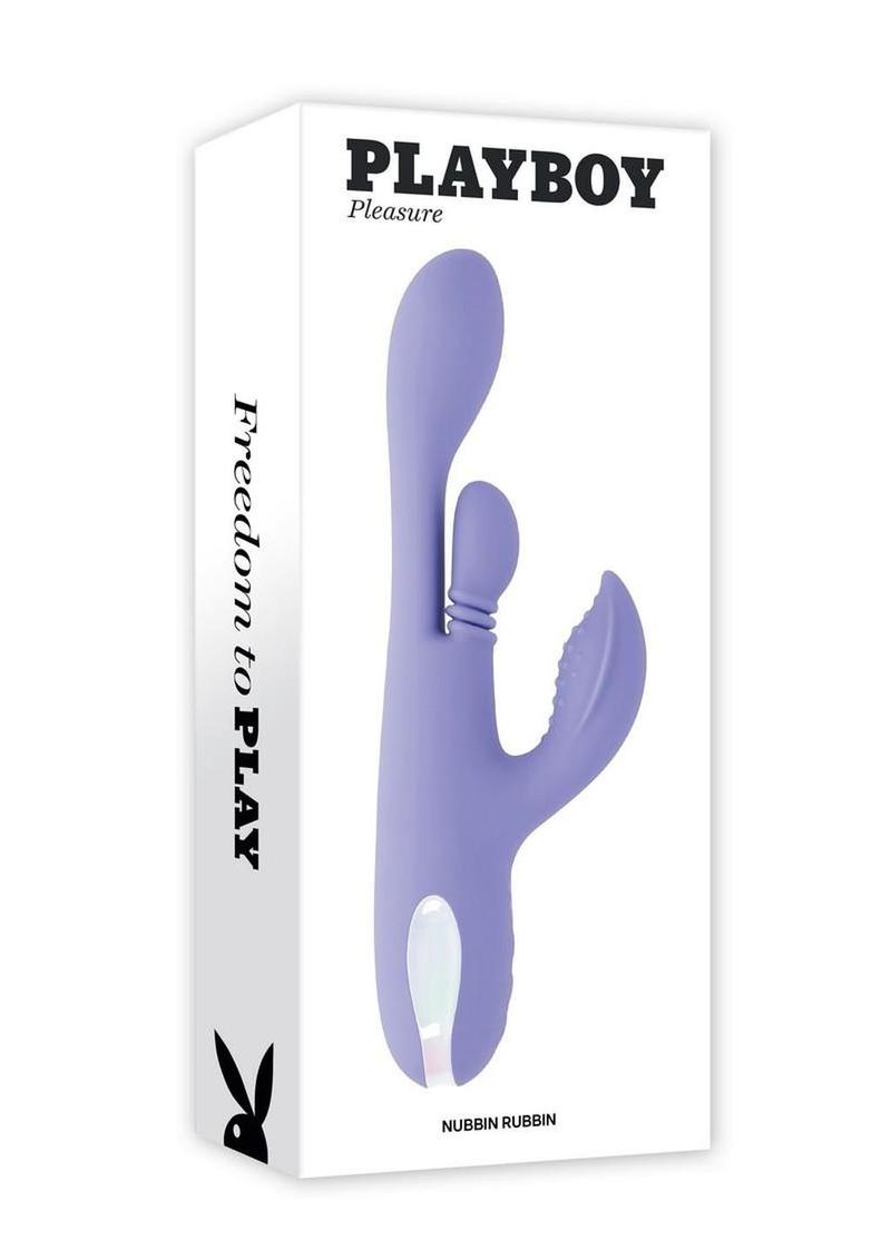 Playboy Nubbin Rubbin Rechargeable Silicone Triple nMotor Vibrator with Clitoral Stimulator - Purple
